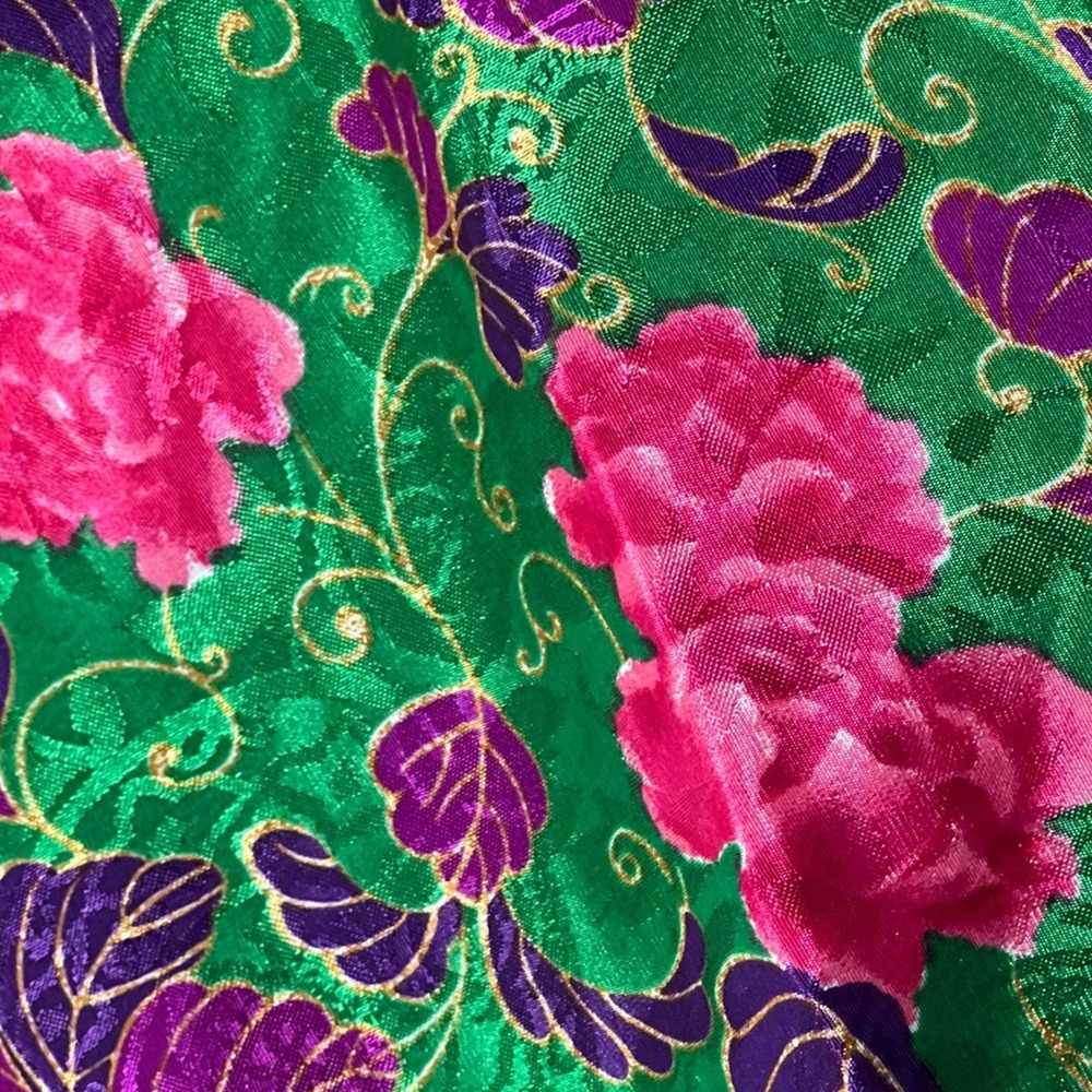 Victoria’s Secret Vintage 80s Gold Label Green Floral Print Slip M - Picture 2 of 9